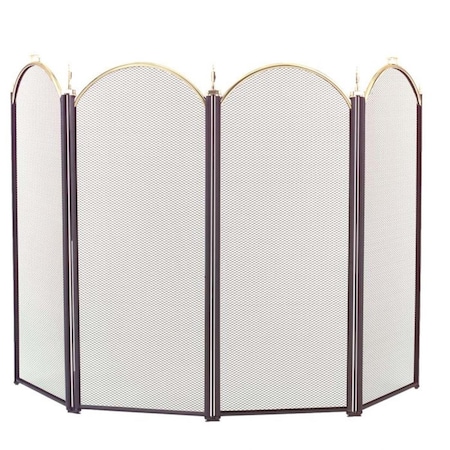 Dagan 4 Fold Arched Screen, Black & Polished Brass 2083-9